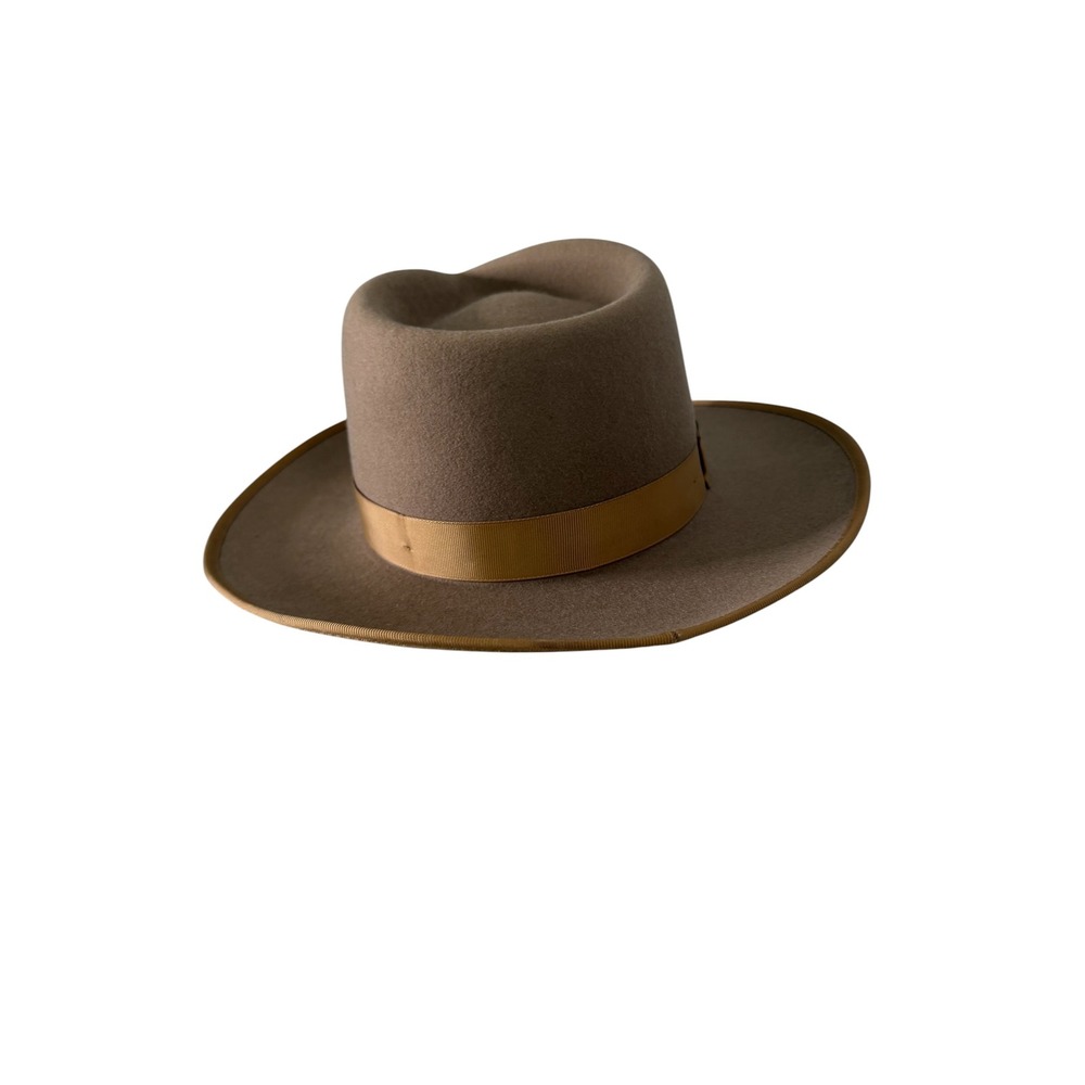 Gigi‎ Pip Monroe Rancher Tan 100% Australian Wool Felt Fedora Hat Size 53 - Picture 7 of 12